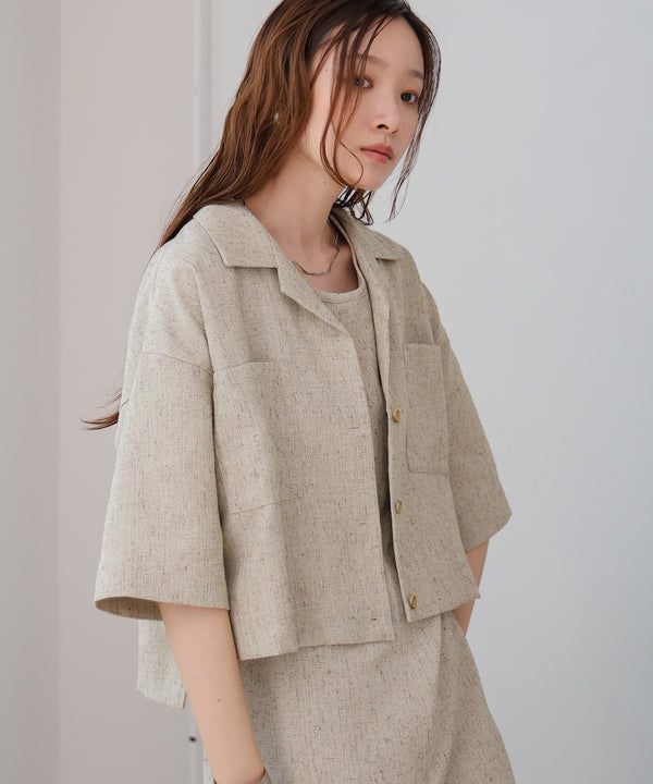 オープンカラーハーフスリーブシャツ