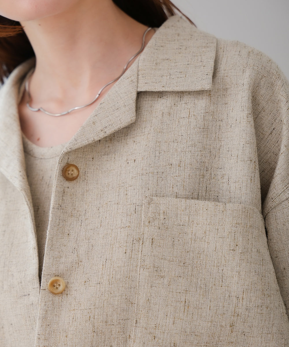 オープンカラーハーフスリーブシャツ