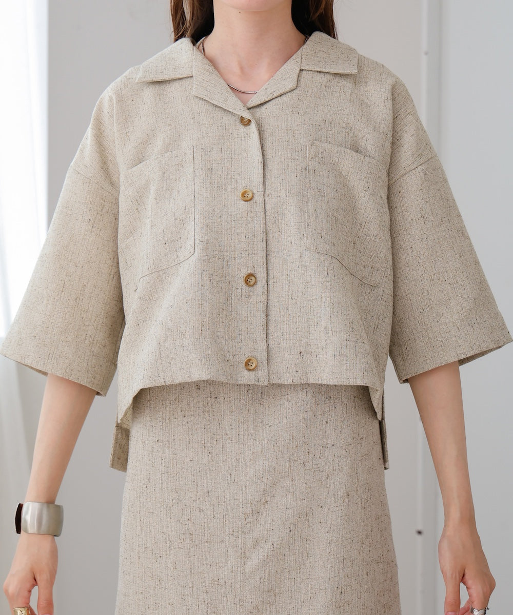 オープンカラーハーフスリーブシャツ