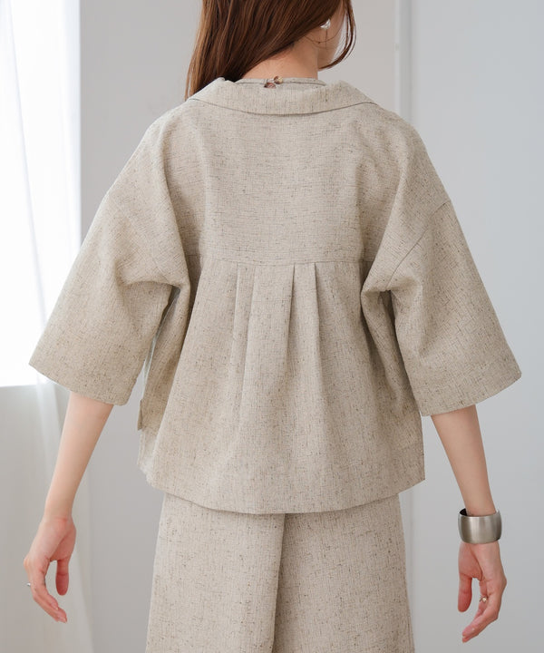 オープンカラーハーフスリーブシャツ