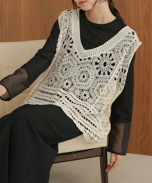 crochet u neck vest