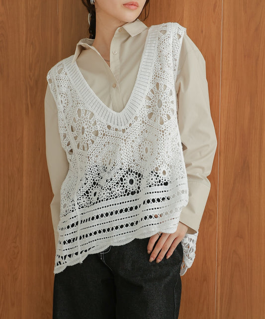 クロシェ編みベスト