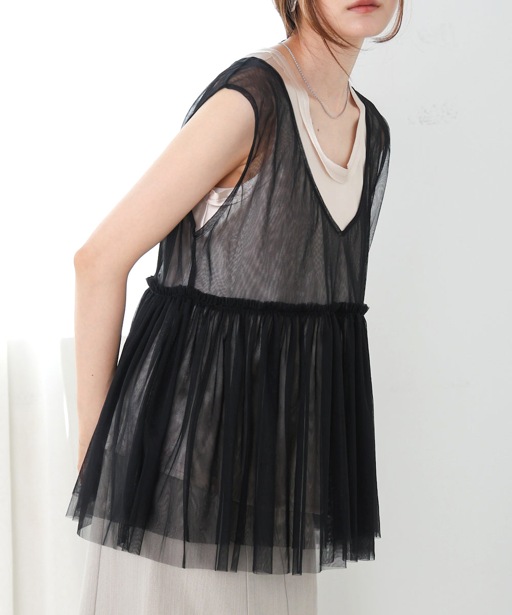 front and back 2-way tulle vest tops
