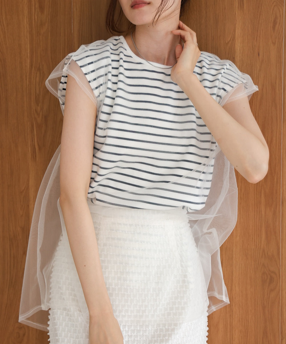 tulle border nosleeve tops