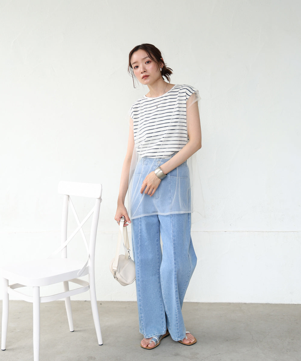 tulle border nosleeve tops