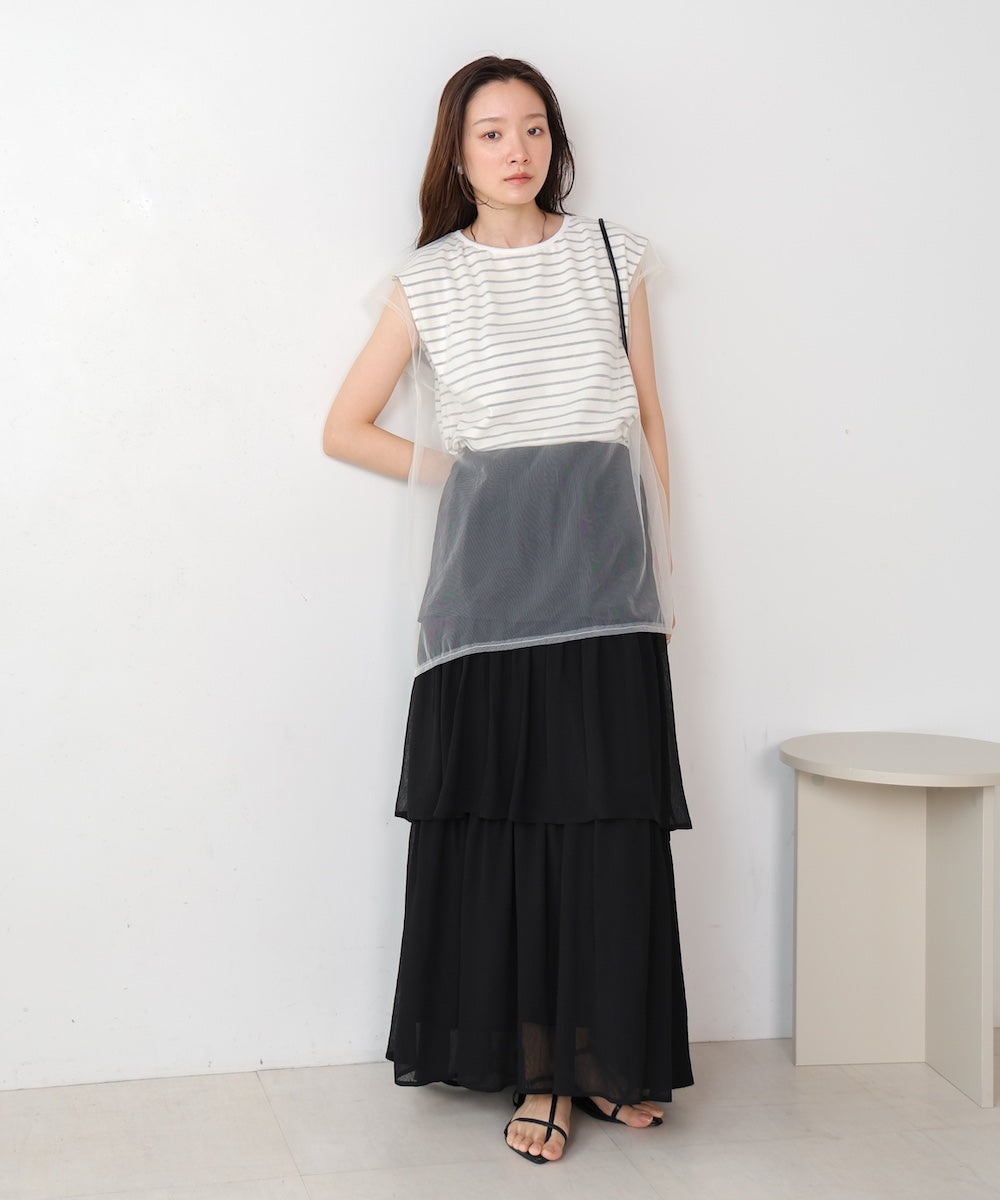 tulle border nosleeve tops