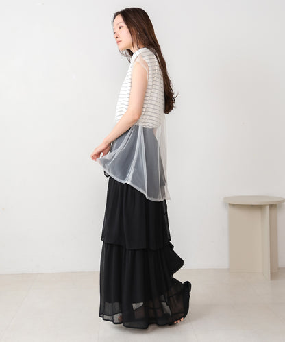 tulle border nosleeve tops