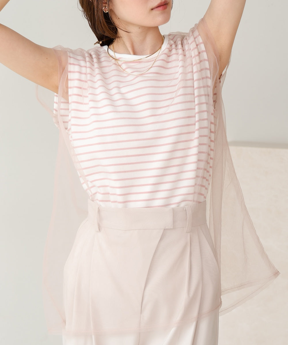 tulle border nosleeve tops