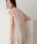 tulle border nosleeve tops