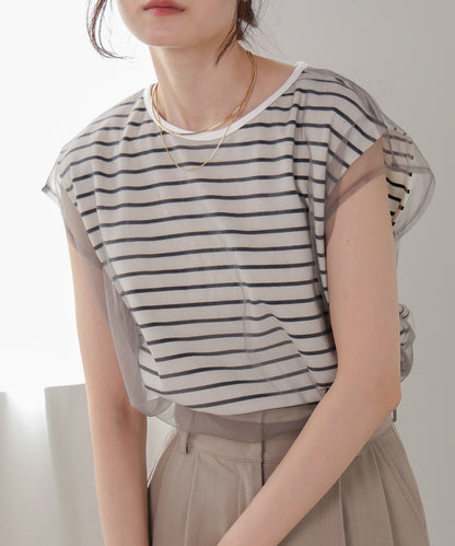 tulle border nosleeve tops