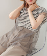 tulle border nosleeve tops