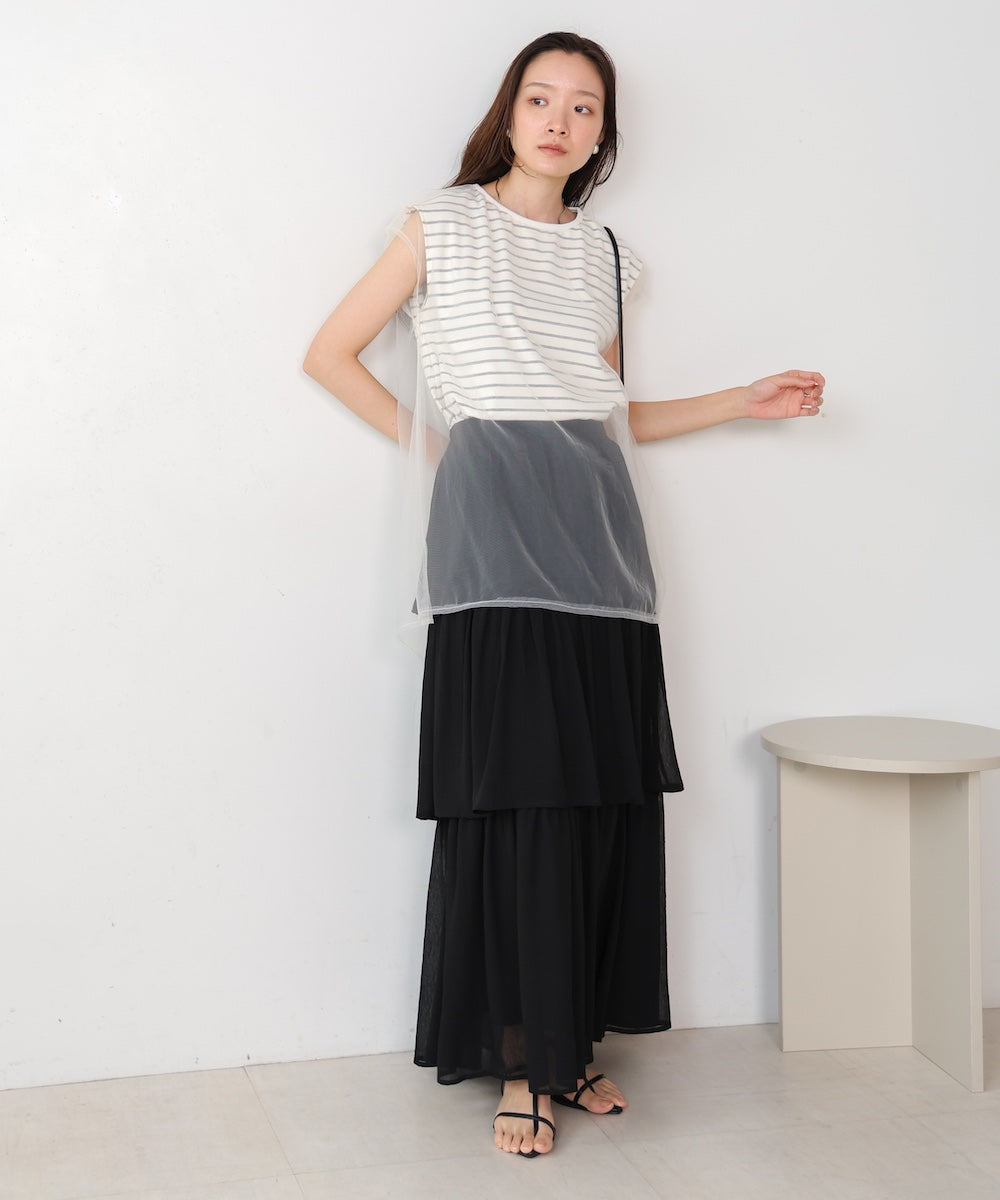 tulle border nosleeve tops