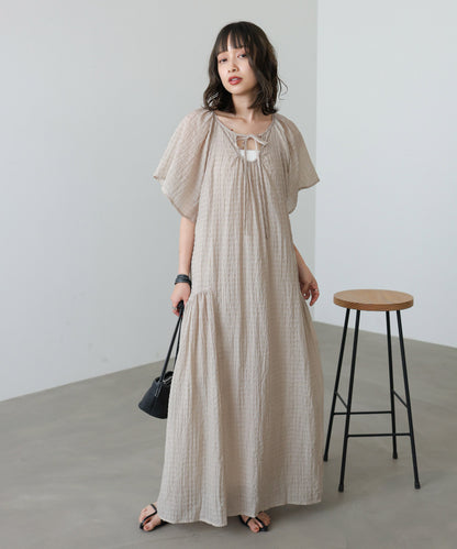 前後2WAYシアーラメティアードワンピース
