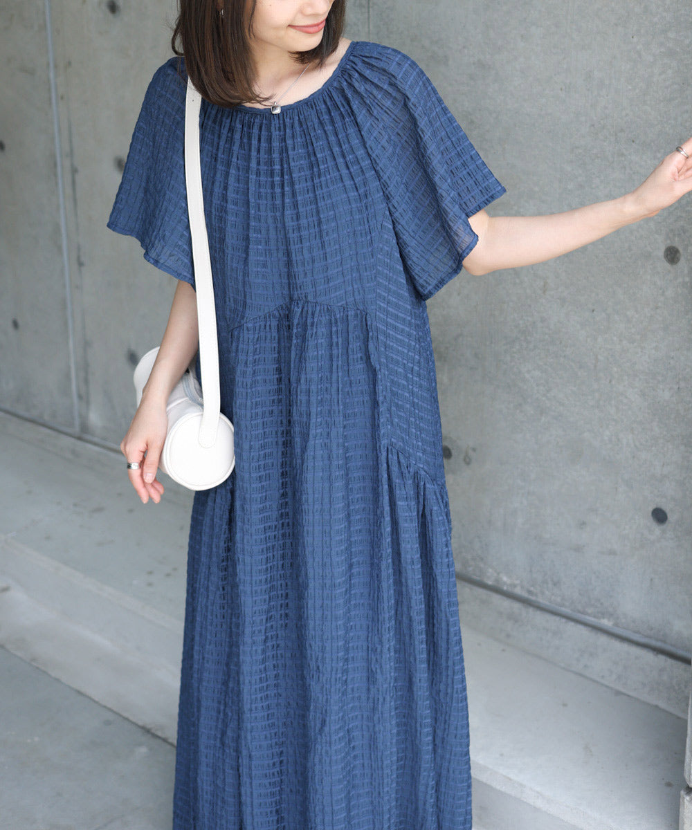 前後2WAYシアーラメティアードワンピース – Bab