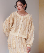 mix fringe 2way knit cardigan