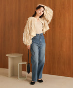 mix fringe 2way knit cardigan