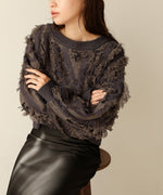 mix fringe 2way knit cardigan