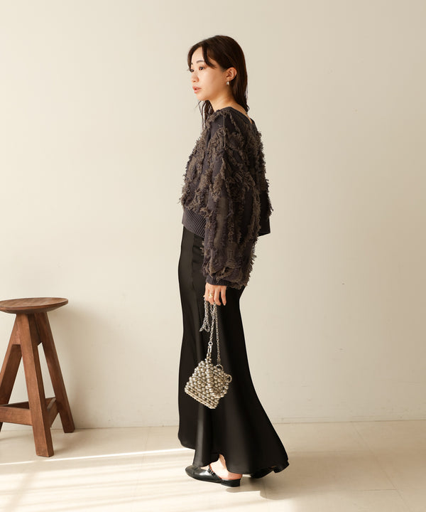 mix fringe 2way knit cardigan