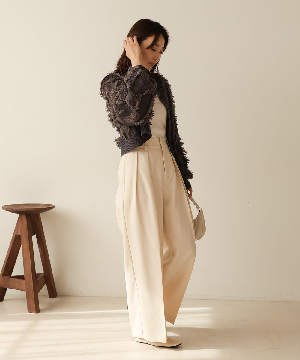 mix fringe 2way knit cardigan