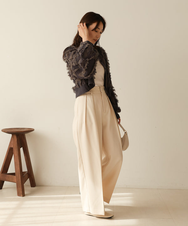 mix fringe 2way knit cardigan