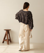 mix fringe 2way knit cardigan