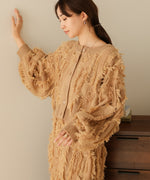 mix fringe 2way knit cardigan