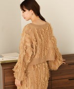 mix fringe 2way knit cardigan