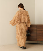 mix fringe 2way knit cardigan