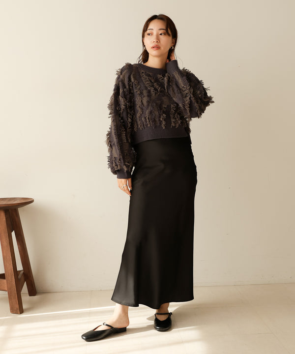 mix fringe 2way knit cardigan