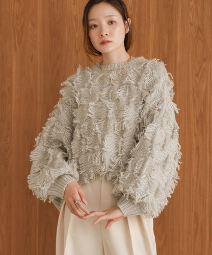 ［Knit1000円off］fringe knit tops