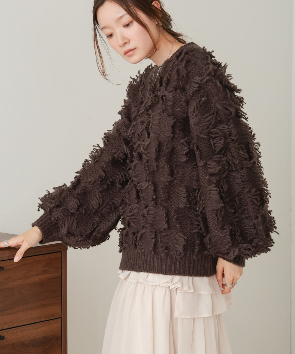 ［Knit1000円off］fringe knit tops