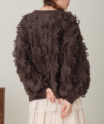 ［Knit1000円off］fringe knit tops