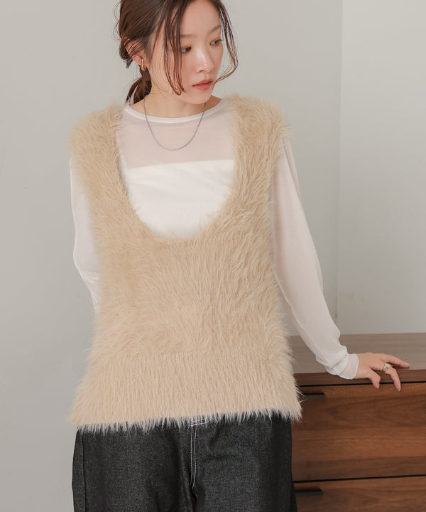 shaggy knit vest