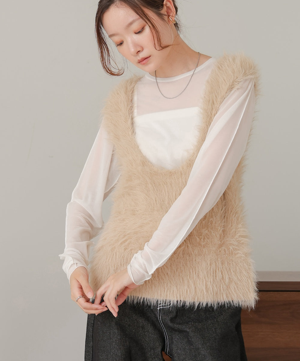 shaggy knit vest