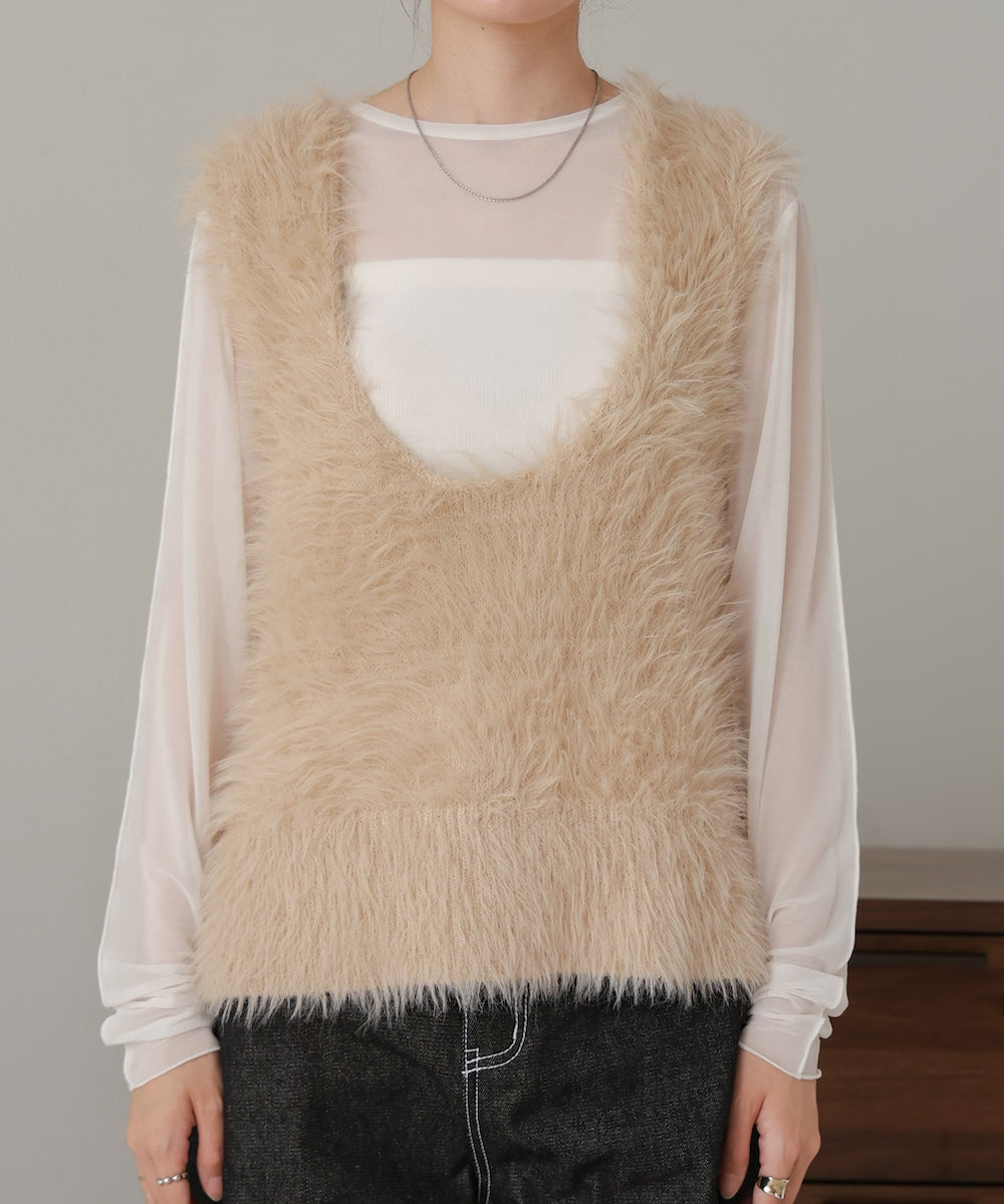 shaggy knit vest