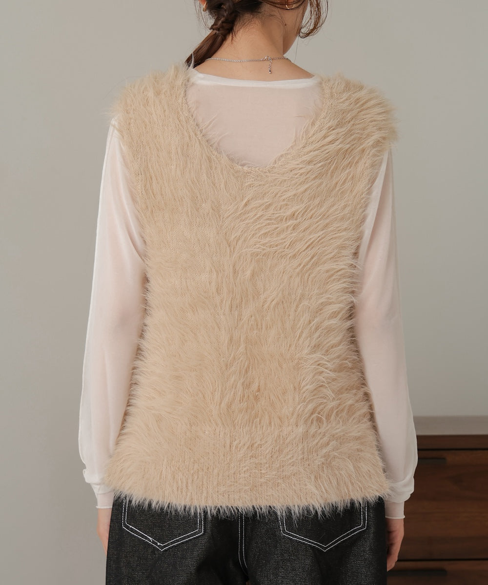 shaggy knit vest
