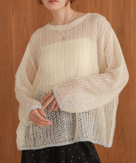 ［Knit1000円off］openwork knit tops