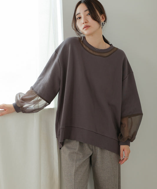 oversized sheer sweat tops