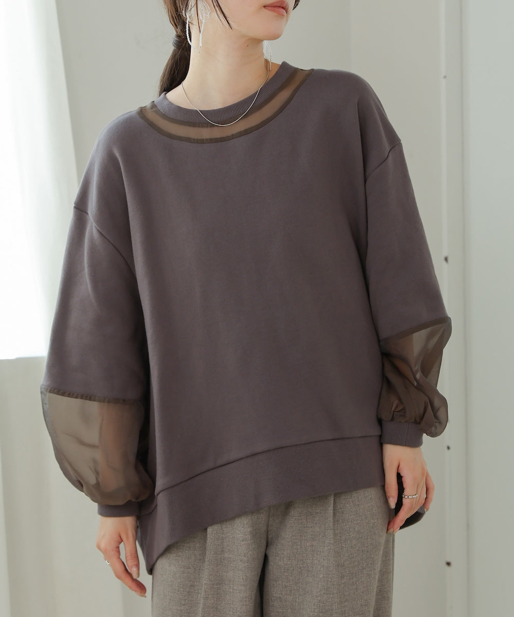 [TIMESALE]oversized sheer sweat tops