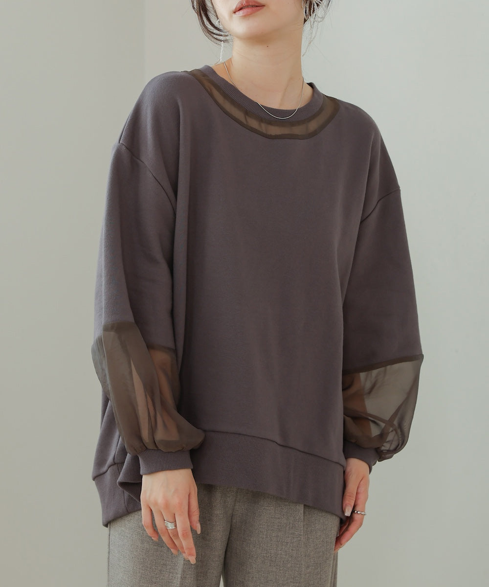 [TIMESALE]oversized sheer sweat tops