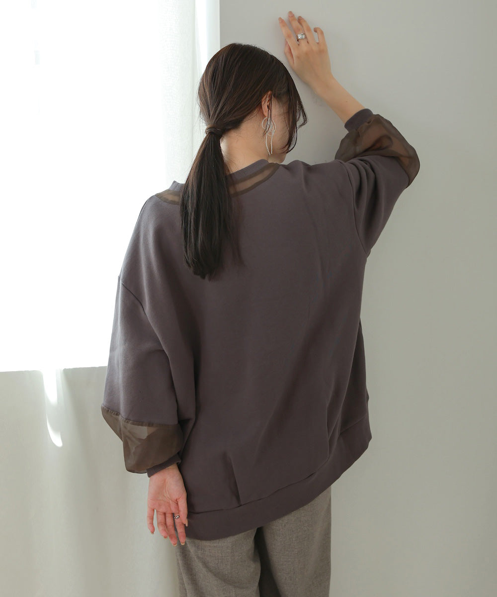 [TIMESALE]oversized sheer sweat tops