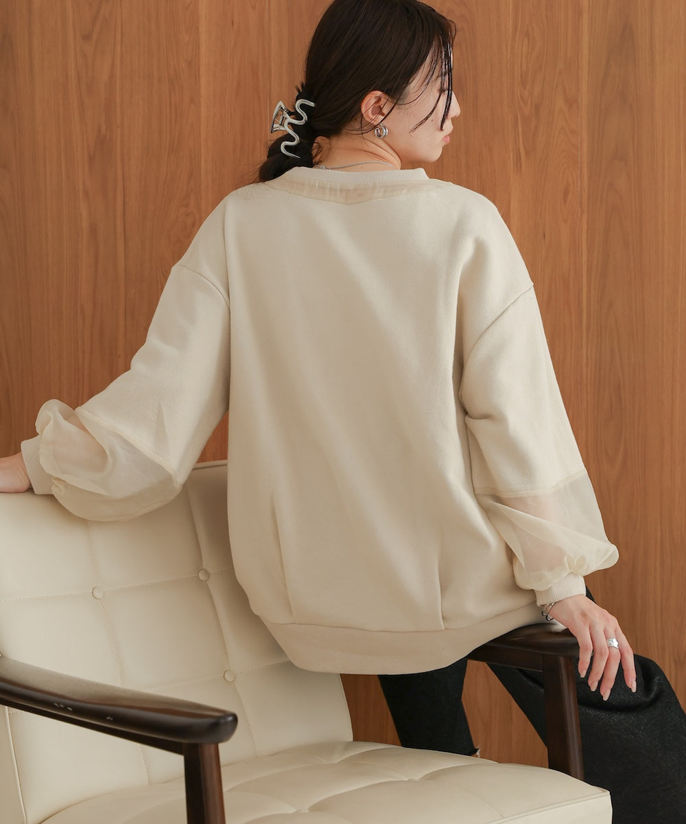 [TIMESALE]oversized sheer sweat tops