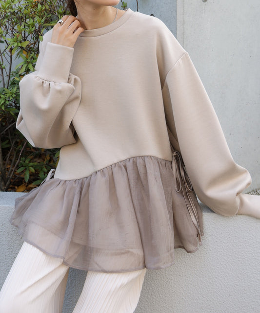 【公式サイト限定価格】peplum organza ponte tops