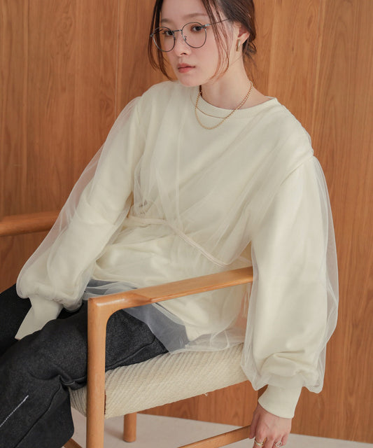 ［公式限定価格］tulle layered sweat