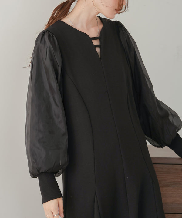 sleeve organdy onepiece