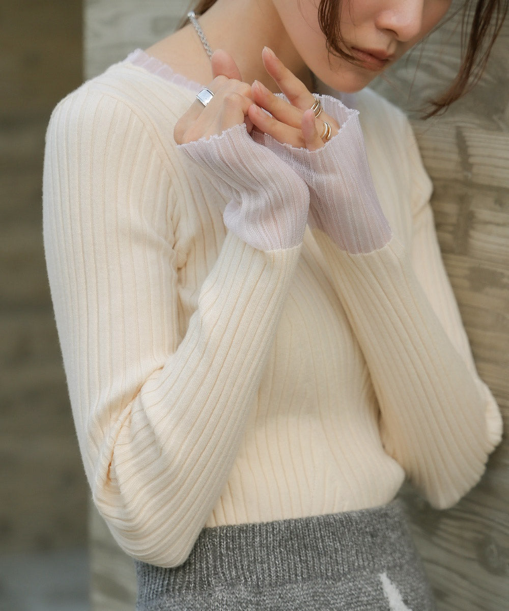 sheer rib knit tops