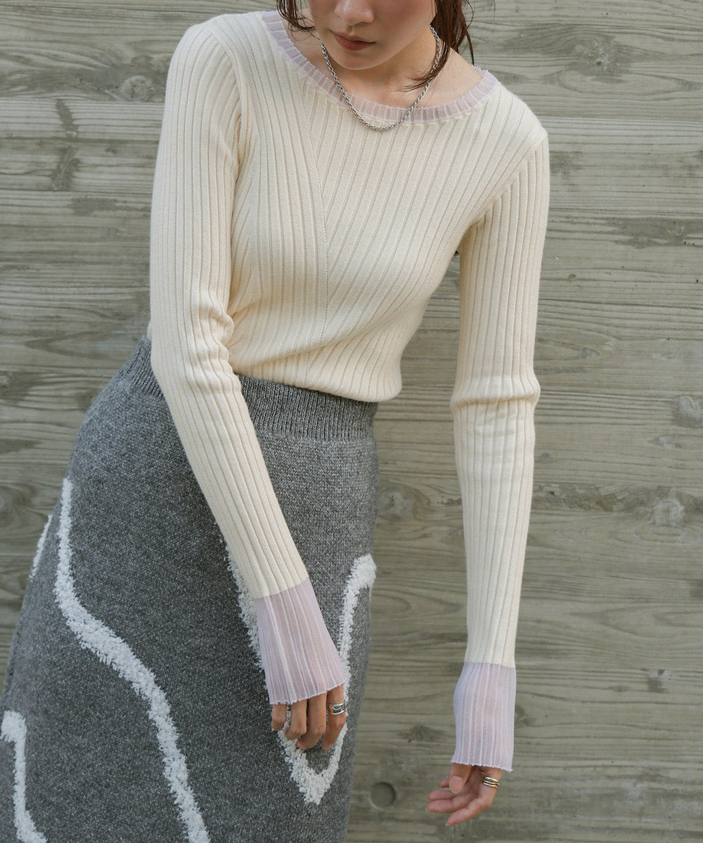 sheer rib knit tops