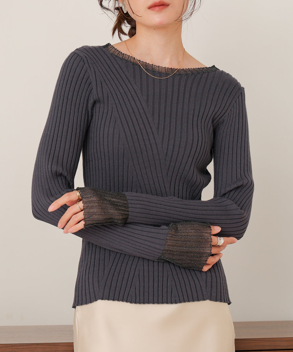 sheer rib knit tops