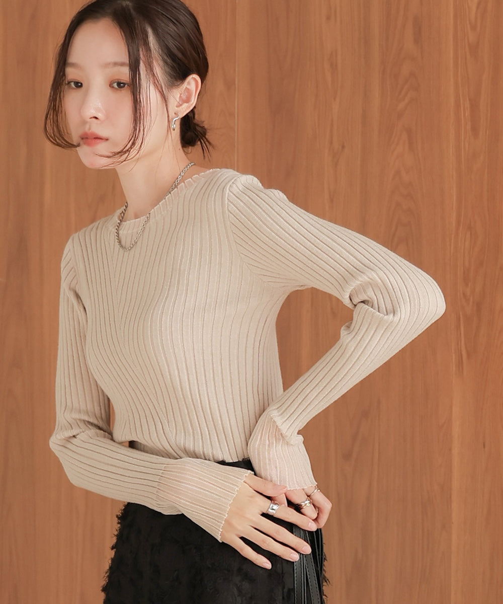 sheer rib knit tops