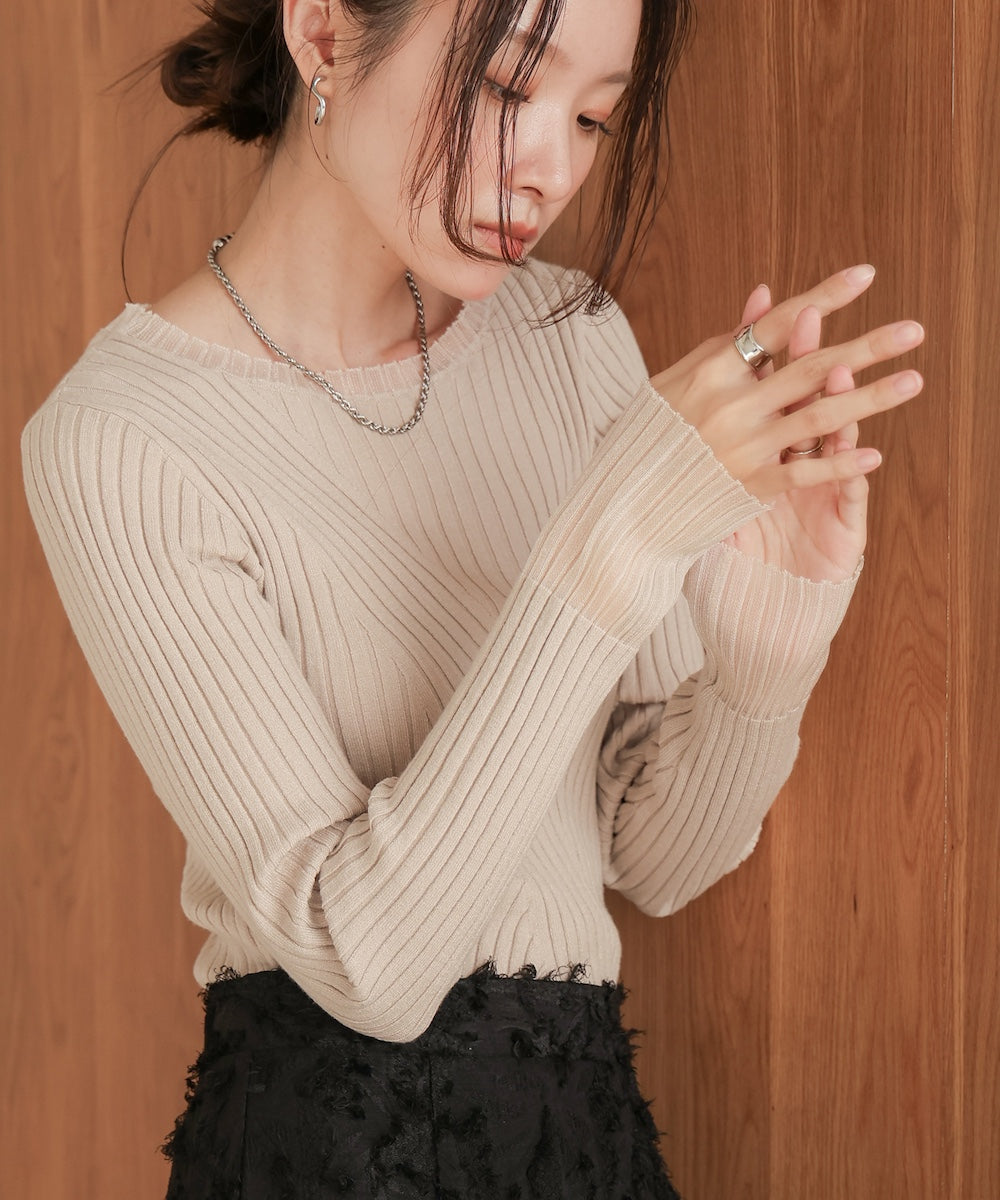 sheer rib knit tops